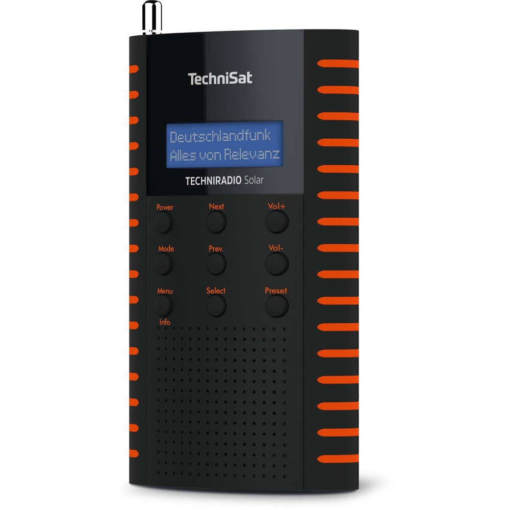 TechniSat Digitalradio TechniRadio SOLAR, DAB+/UKW, Solar-Panel, Akku, IPX5, schwarz-orange