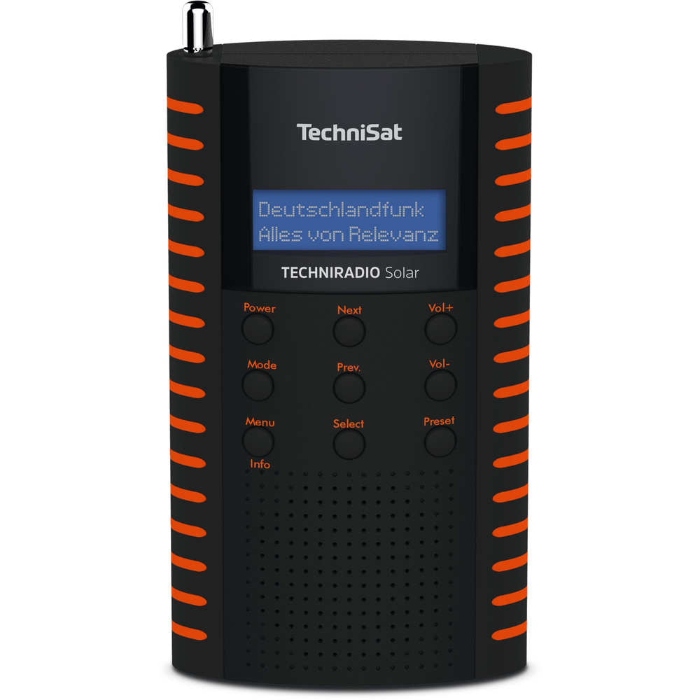 TechniSat Digitalradio TechniRadio SOLAR, DAB+/UKW, Solar-Panel, Akku, IPX5, schwarz-orange