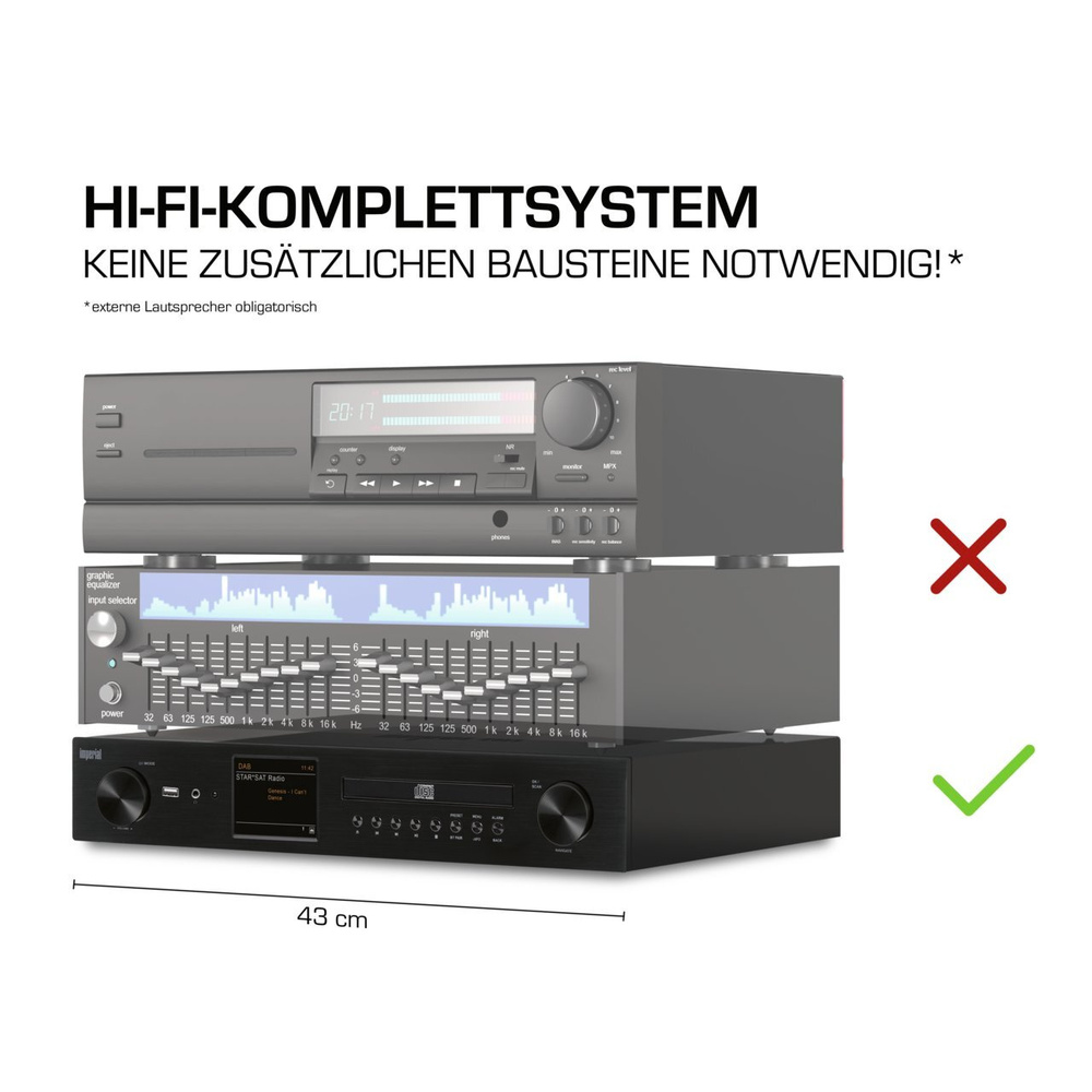 Imperial Radio-Hi-Fi-Tuner DABMAN i550 CD, DAB+/UKW/Internetradio, Verstärker, Bluetooth, CD-Player