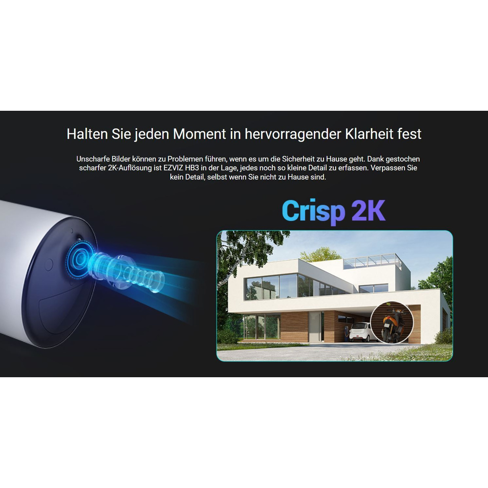 EZVIZ WLAN Outdoor-Akku-Überwachungskamera-Set HB3 2K Halow-Kit 2+1, Basisstation, WiFi HaLow ™