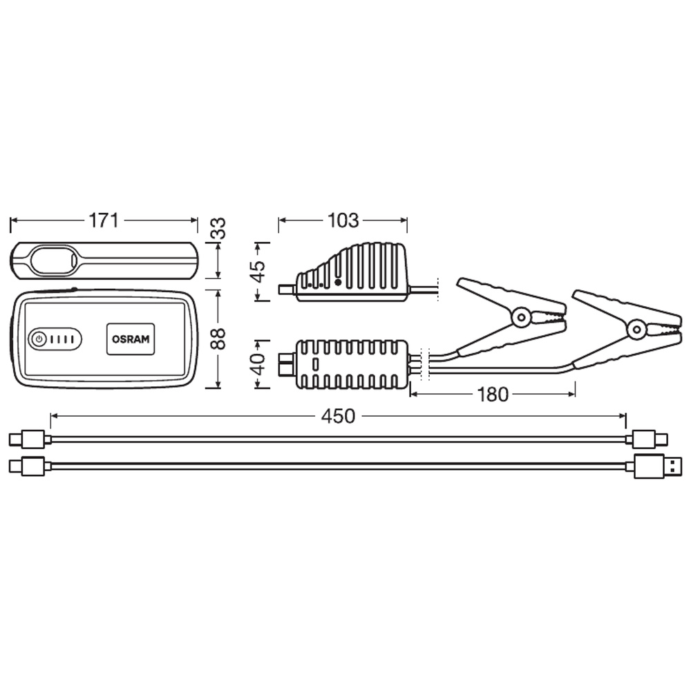 OSRAM Kfz-Starthilfegerät BATTERYstart 360, 12 V, 1500 A, 13.000 mAh, LiCoO2-Batterie