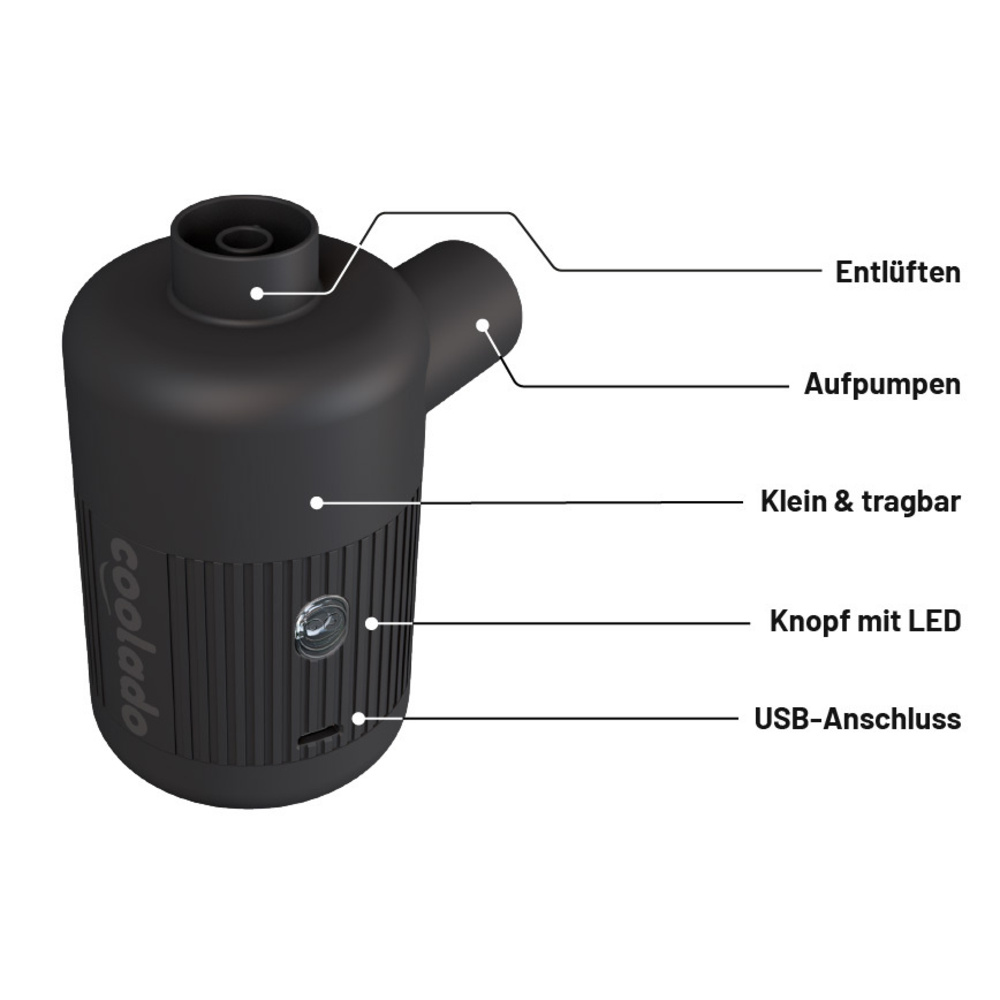 Coolado Akku-Luftpumpe ePump, 285 l/min, ca. 70 dB Lautstärke, 4000-mAh-Akku