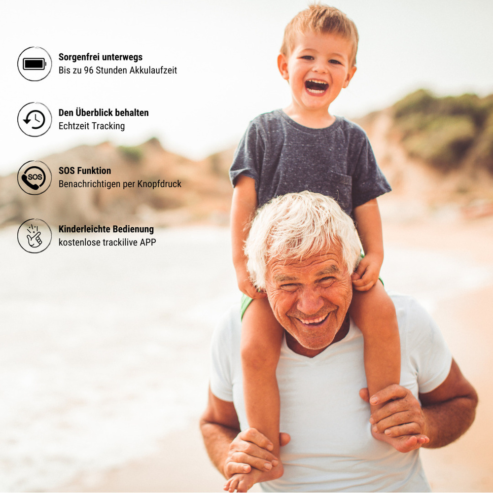 trackilive GPS-Tracker TL-10 4G, mit SOS-Taste, Geo-Fencing, 730-mAh-Akku, IPX7