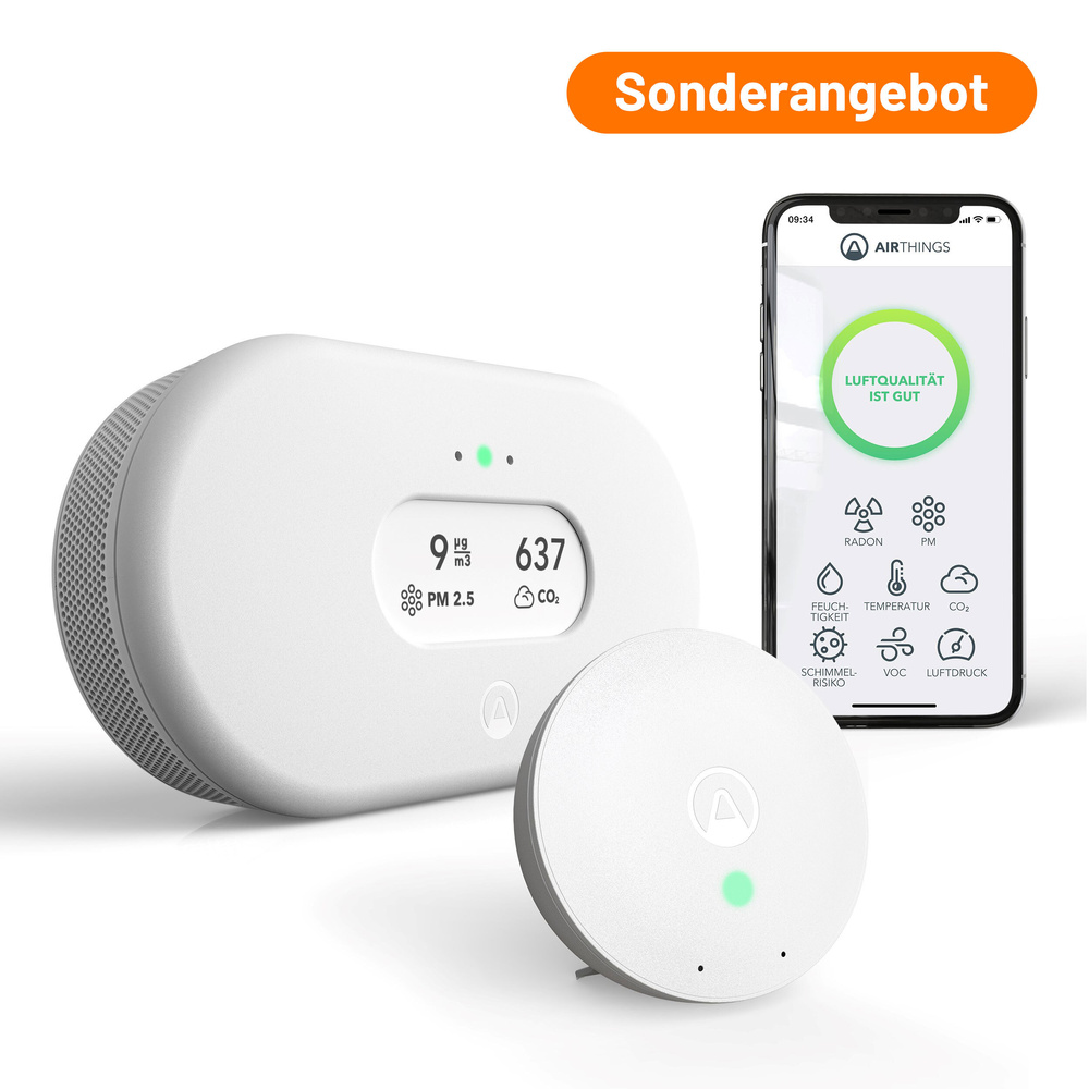 Airthings Spar-Set Luftgütemonitor View Plus + GRATIS Wave Mini