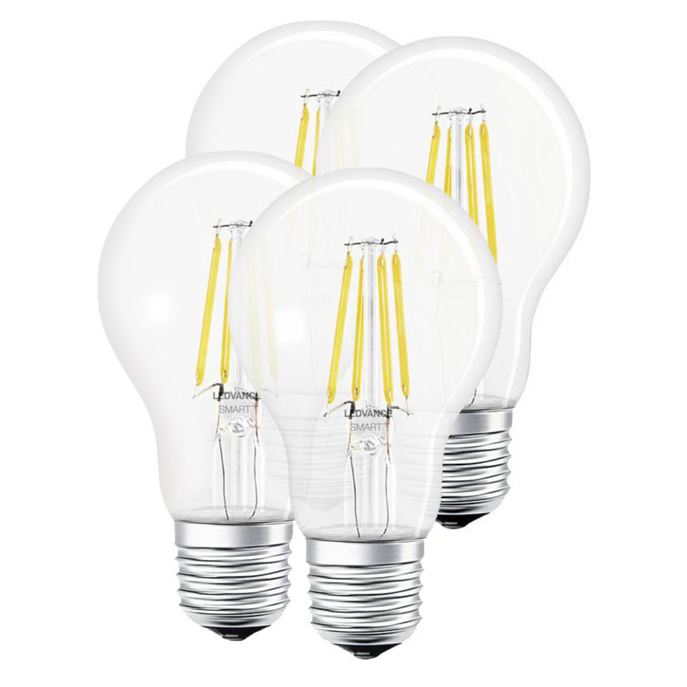 Ledvance 4er Spar-Set Bluetooth SMART+ 6-W-LED-Lampe, E27, 806 lm, warmweiß, Alexa, Google Home, App