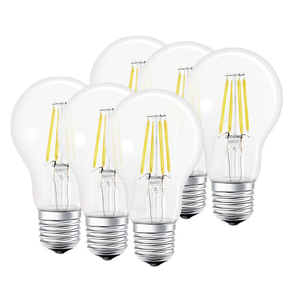Ledvance 6er Spar-Set Bluetooth SMART+ 6-W-LED-Lampe, E27, 806 lm, warmweiß, Alexa, Google Home, App
