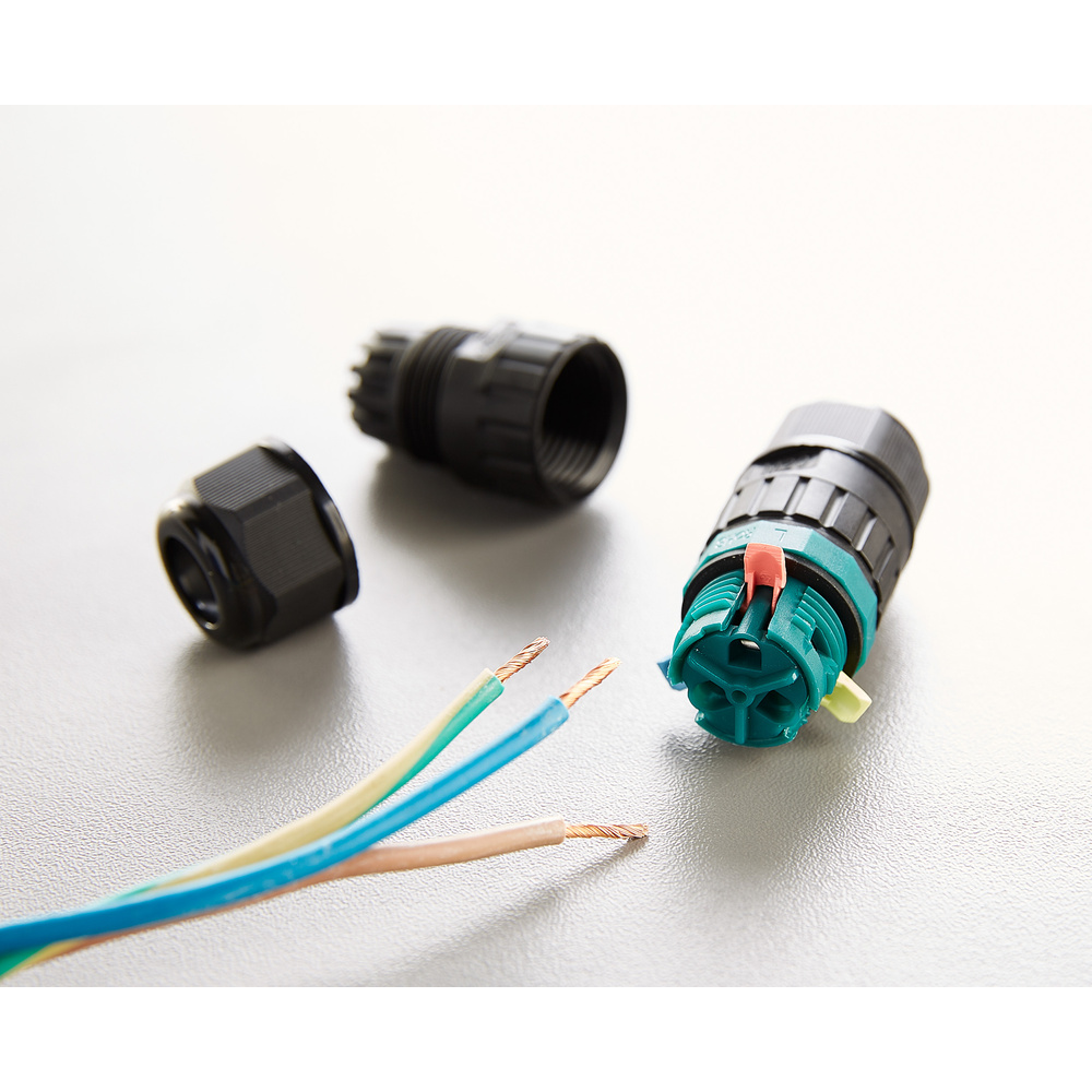 Heitronic Kabelverbinder mit Steckklemmen für 3-polige  Kabel, für Kabeldurchmesser 9-12 mm, IP68