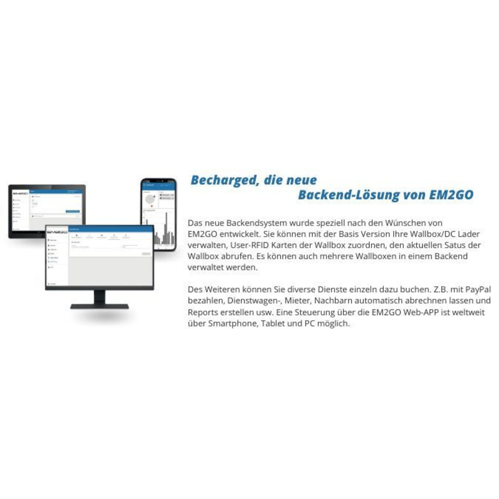 Becharged Backend Lizenz für Wallboxen mit OCPP Interface inkl. Em2Go RFID-Karte (Online)