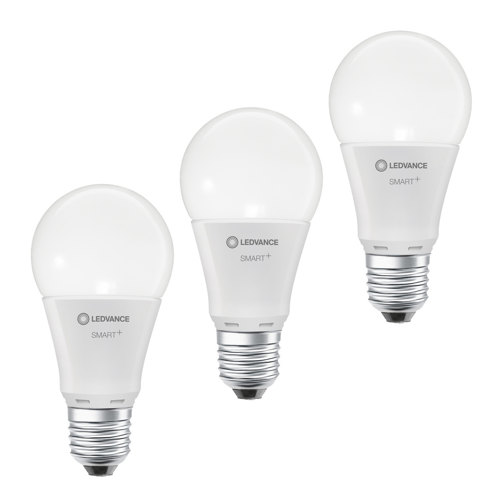 LEDVANCE 3er-Set SMART+ WiFi 9-W-LED-Lampe A60, E27, 806 lm, warmweiß, 2700 K, dimmbar, Alexa, App