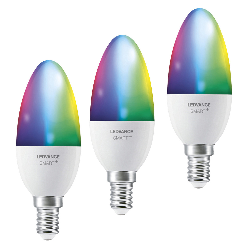 LEDVANCE 3er-Set SMART+ WiFi 4,9-W-LED-Lampe B40, E14, 470 lm, RGBW, 2700-6500 K, dimmbar, App