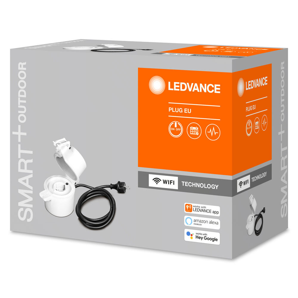 LEDVANCE SMART+ WiFi OUTDOOR PLUG / Schalt-Mess-Steckdose, 1,5-m-Kabelzuleitung, 3680 W / 16 A, IP44