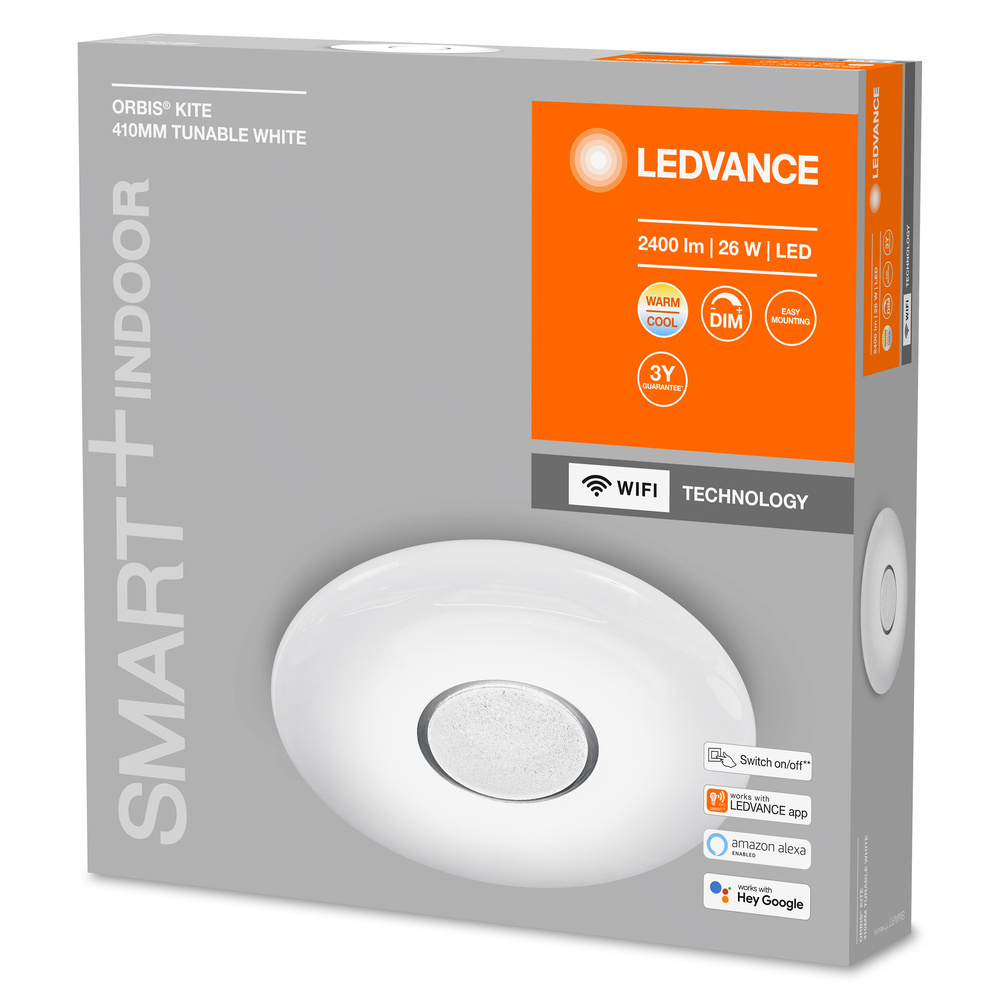 LEDVANCE SMART+ WiFi 26-W-LED-Deckenleuchte ORBIS KITE410, 2400 lm, Tunable White, dimmbar
