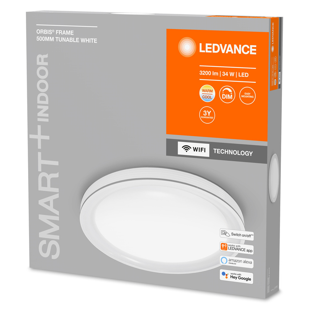 LEDVANCE SMART+ WiFi 34-W-LED-Deckenleuchte ORBIS FRAME, 3200 lm, Tunable White, dimmbar