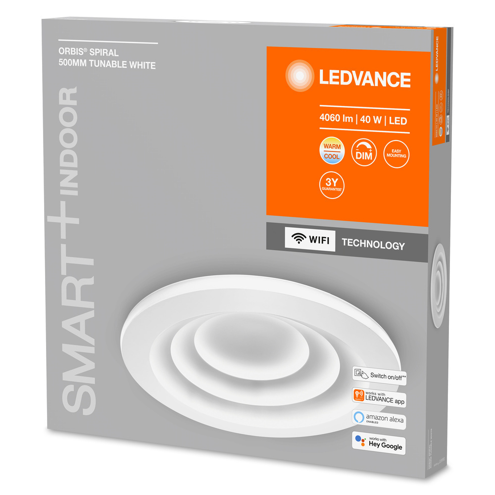 LEDVANCE SMART+ WiFi 40-W-LED-Deckenleuchte ORBIS SPIRAL, 4060 lm, Tunable White, dimmbar