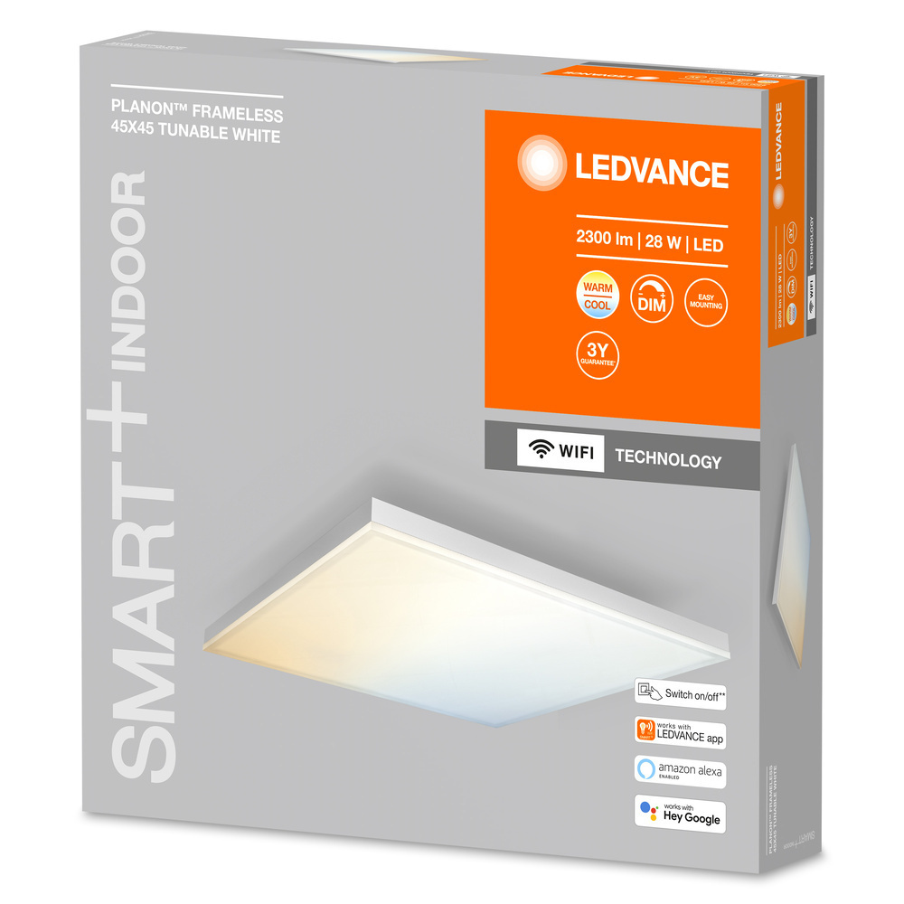 LEDVANCE SMART+ WiFi 28-W-LED-Deckenleuchte PLANON FRAMELESS, 45 x 45 cm, 2300 lm, Tunable White