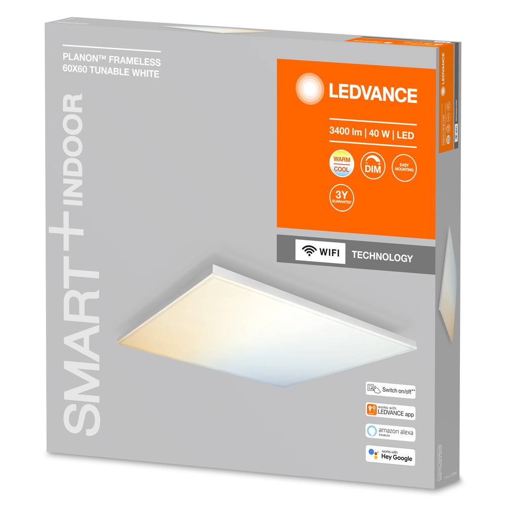 LEDVANCE SMART+ WiFi 40-W-LED-Deckenleuchte PLANON FRAMELESS, 60 x 60 cm, 3400 lm, Tunable White