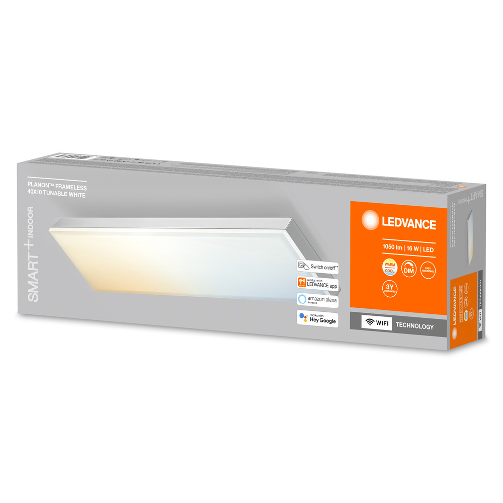 LEDVANCE SMART+ WiFi 16-W-LED-Deckenleuchte PLANON FRAMELESS, 40 x 10 cm, 1050 lm, Tunable White