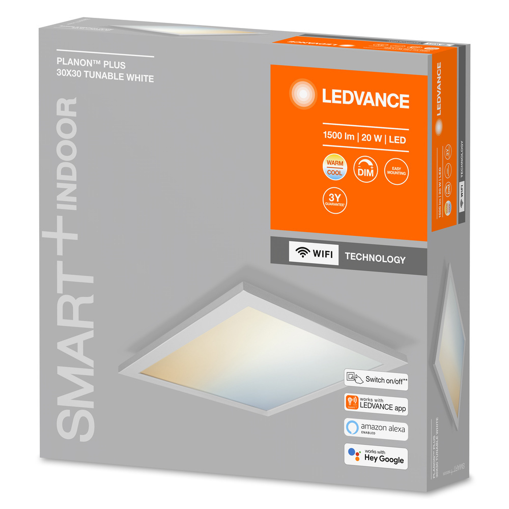 LEDVANCE SMART+ WiFi 20-W-LED-Deckenleuchte PLANON PLUS, 30 x 30 cm, 1500 lm, Tunable White