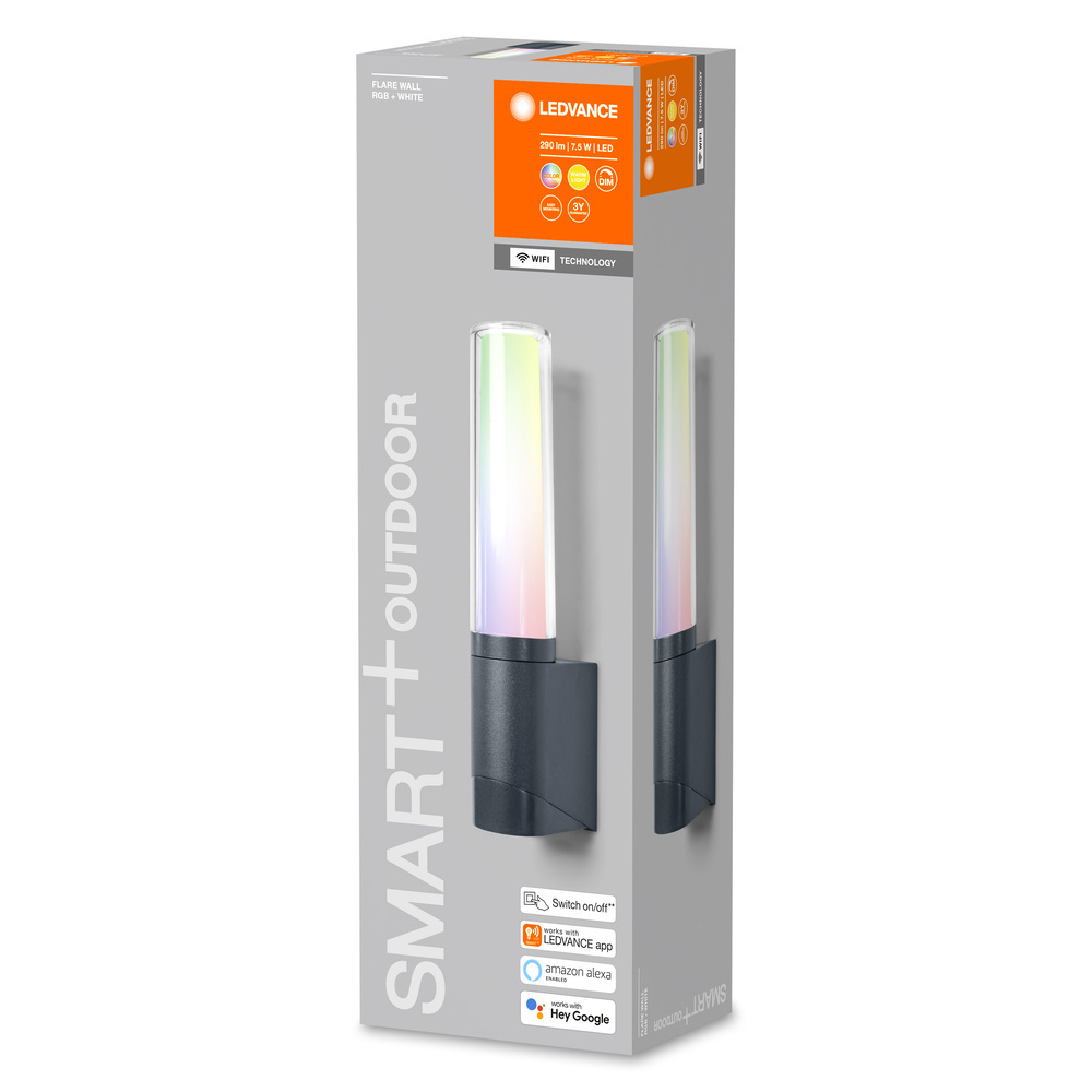 LEDVANCE SMART+ WiFi 7,5-W-LED-Wandleuchte FLARE WALL, Aluminium, 320 lm, warmweiß, RGB, IP44