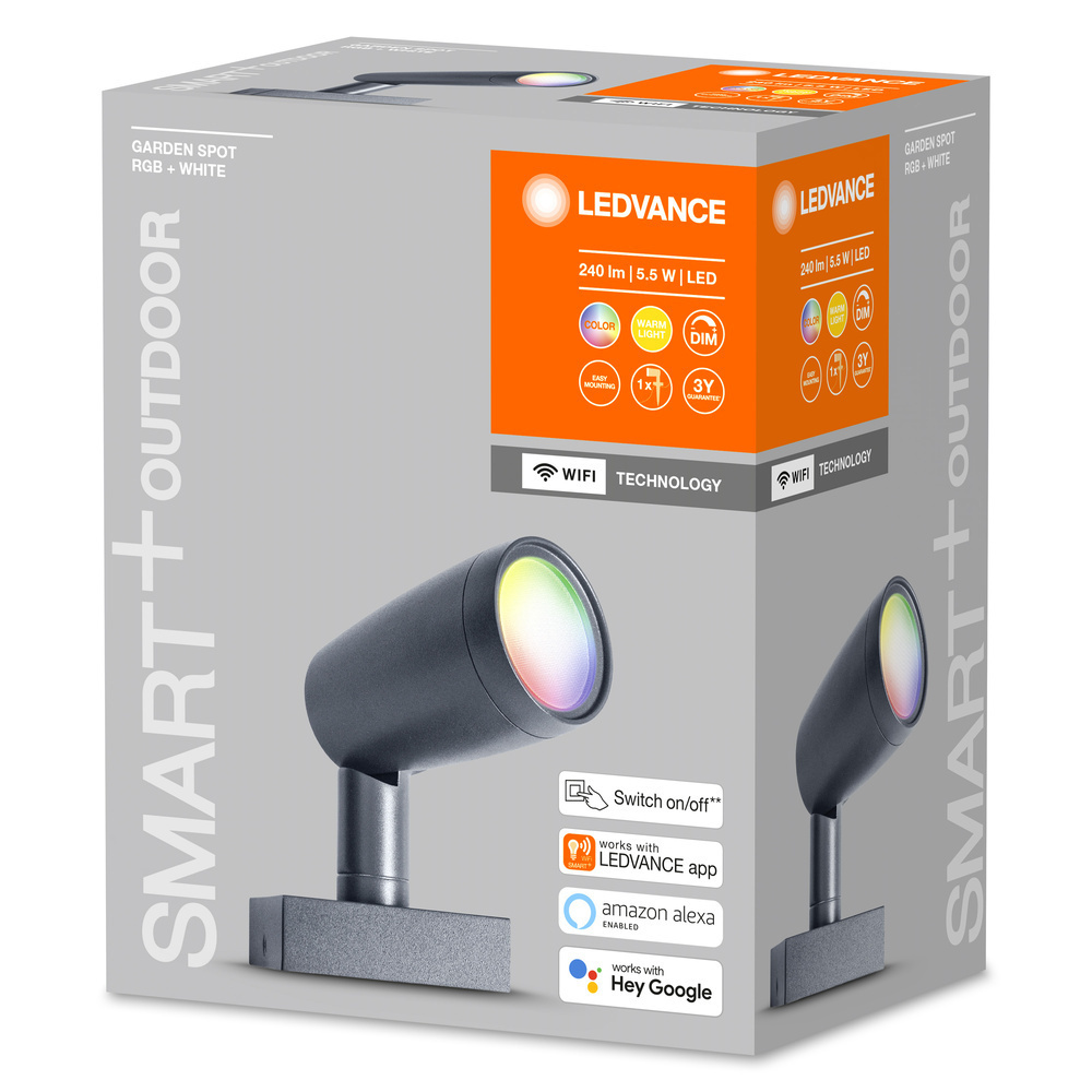 LEDVANCE SMART+ WiFi 5-W-LED-Gartenstrahler GARDEN SPOT Basis-Set, 260 lm, RGBW, IP65, 1 Stück