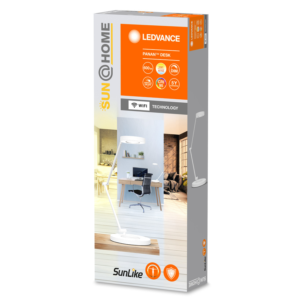 LEDVANCE SMART+ WiFi SUN@HOME 15-W-Vollspektrum-LED-Schreibtischleuchte PANAN DESK, 600 lm, 95 Ra,TW