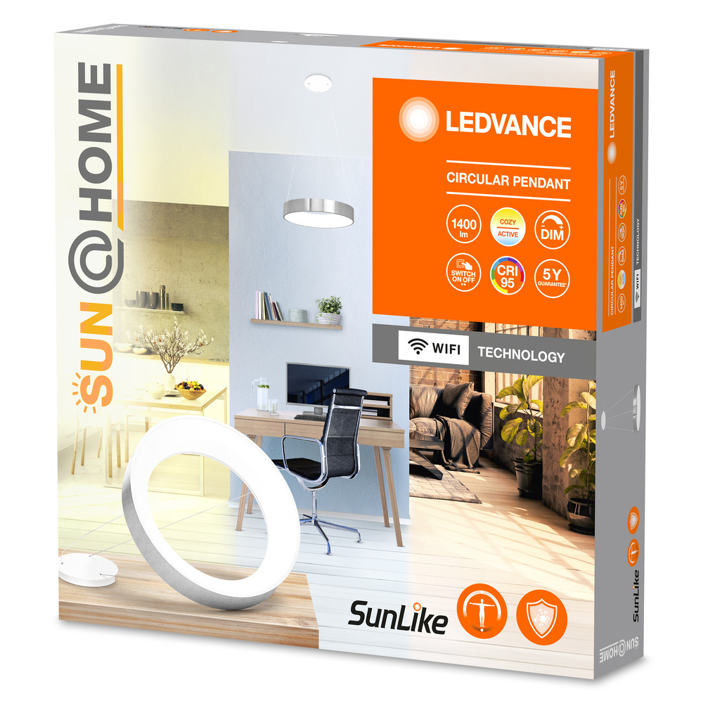 LEDVANCE SMART+ WiFi SUN@HOME 18,5-W-Vollspektrum-LED-Hängeleuchte CIRC PENDANT, 1400 lm, 95 Ra