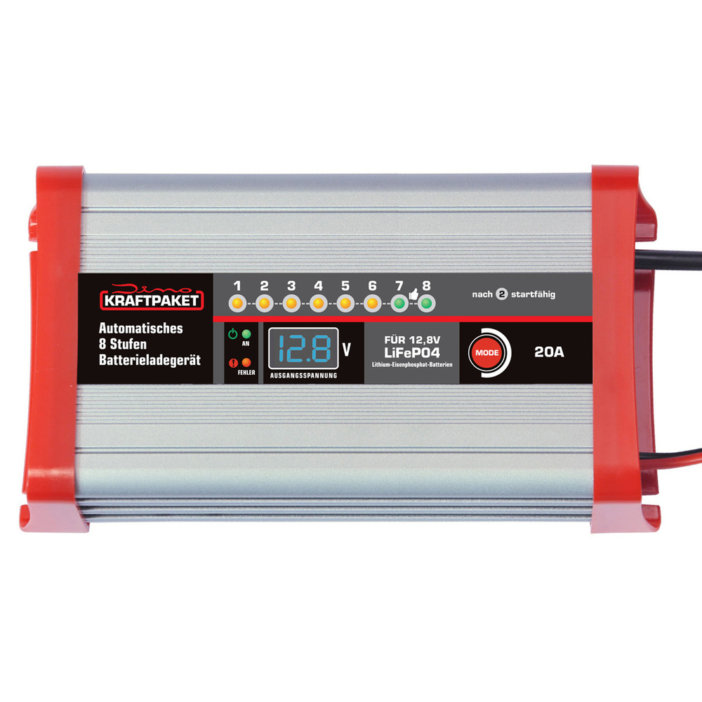 Dino KRAFTPAKET Kfz-Batterieladegerät 136342, 12 V, 20 A, 40 - 200 Ah, für LiFePO4-Batterien