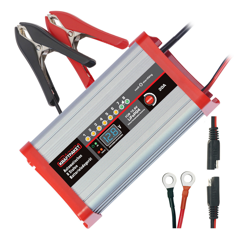 Dino KRAFTPAKET Kfz-Batterieladegerät 136342, 12 V, 20 A, 40 - 200 Ah, für LiFePO4-Batterien