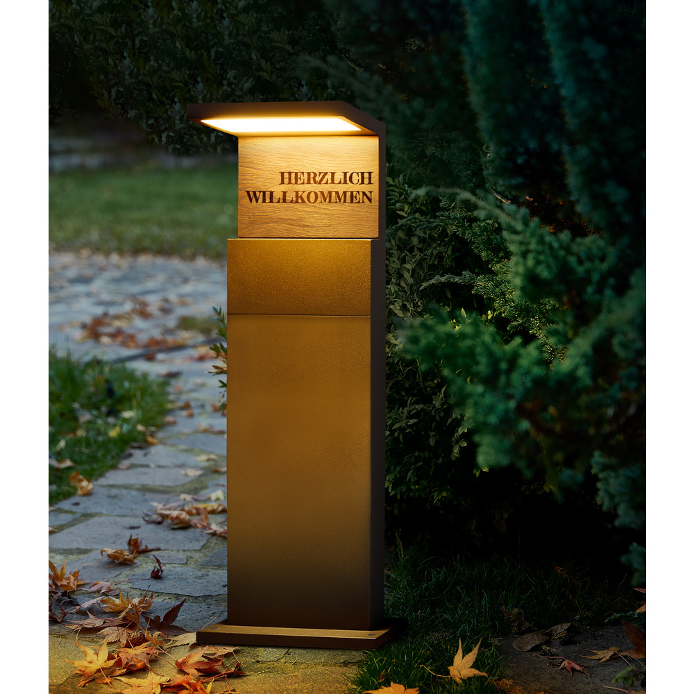 HEITRONIC 13-W-LED-Sockelleuchte MANAO, 700 lm, 3000 K, Aluminium, Holzdekor, IP65, 60 cm