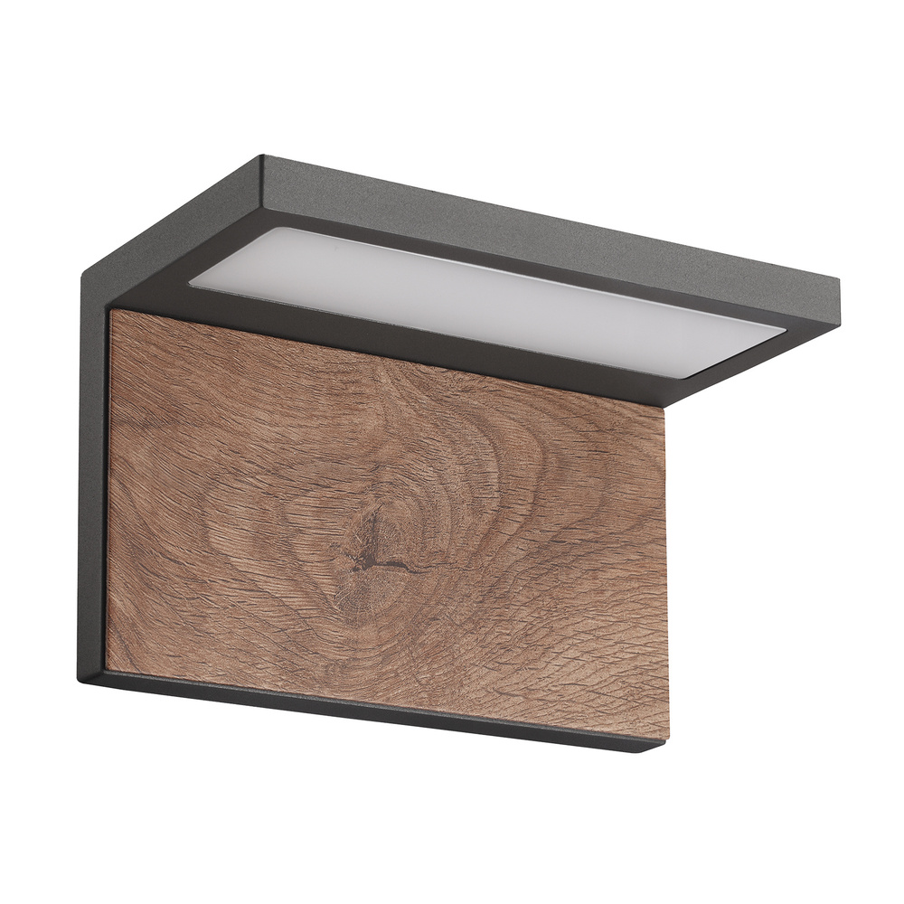 HEITRONIC 13-W-LED-Wandleuchte MANAO, 700 lm, 3000 K, Aluminium, Holzdekor, IP65