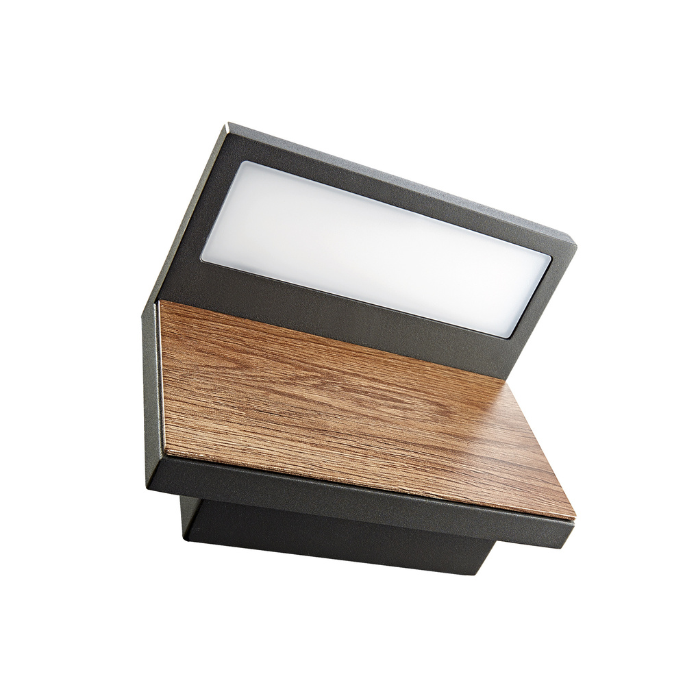 HEITRONIC 13-W-LED-Wandleuchte MANAO, 700 lm, 3000 K, Aluminium, Holzdekor, IP65