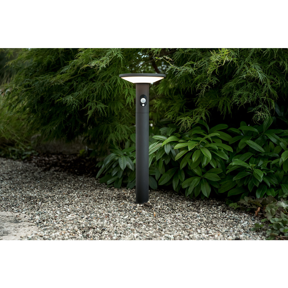HEITRONIC Solar-LED-Sockelleuchte KARINA, 210 lm, 3000 K, Aluminium, Akku, Bewegungssensor, IP54