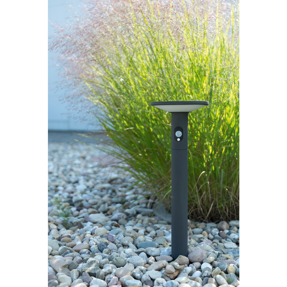 HEITRONIC Solar-LED-Sockelleuchte KARINA, 210 lm, 3000 K, Aluminium, Akku, Bewegungssensor, IP54