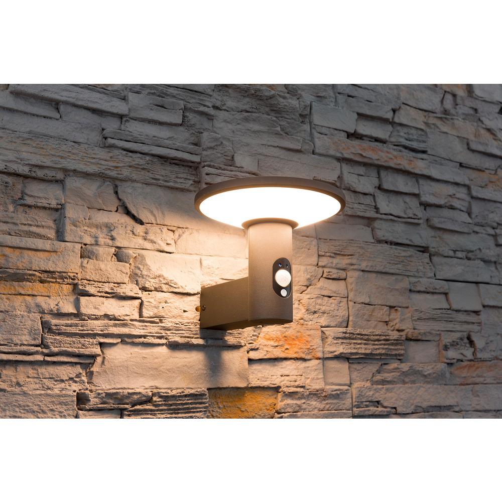 HEITRONIC Solar-LED-Wandleuchte KARINA, 210 lm, 3000 K, Aluminium, Akku, Bewegungssensor, IP54