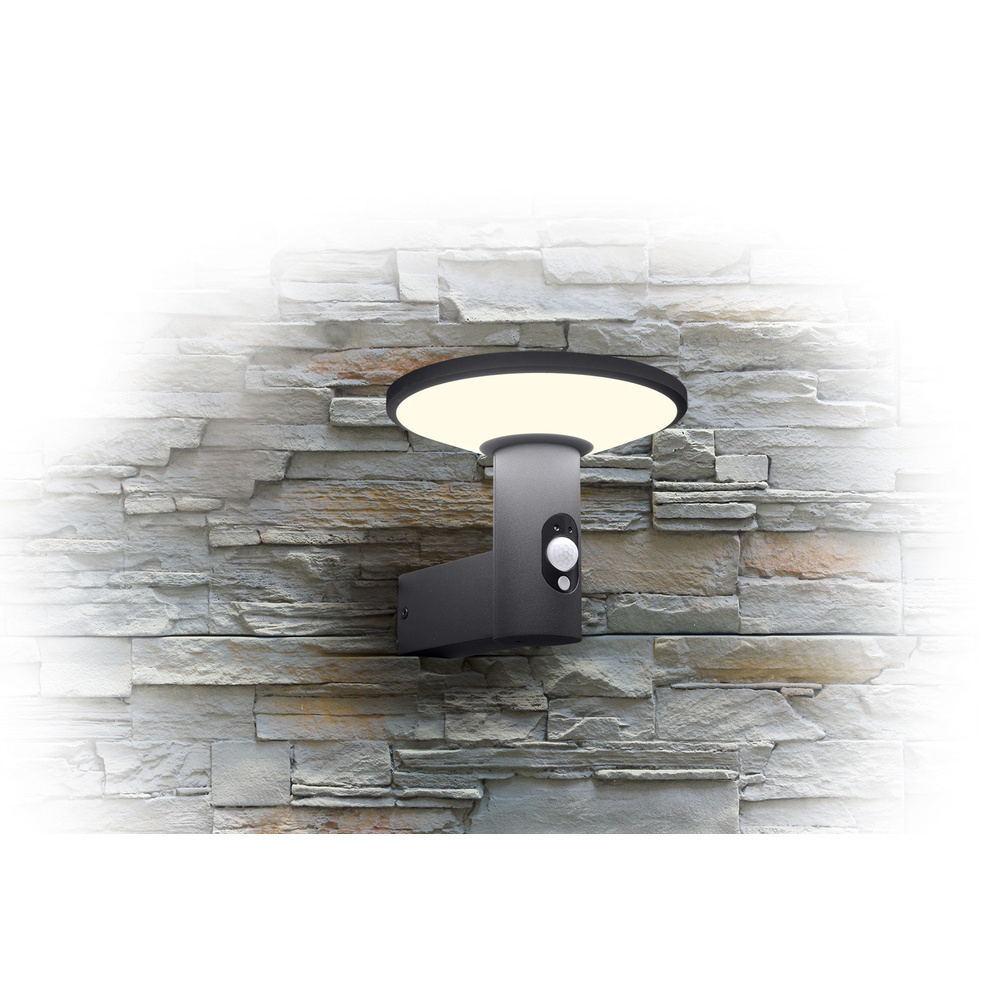 HEITRONIC Solar-LED-Wandleuchte KARINA, 210 lm, 3000 K, Aluminium, Akku, Bewegungssensor, IP54