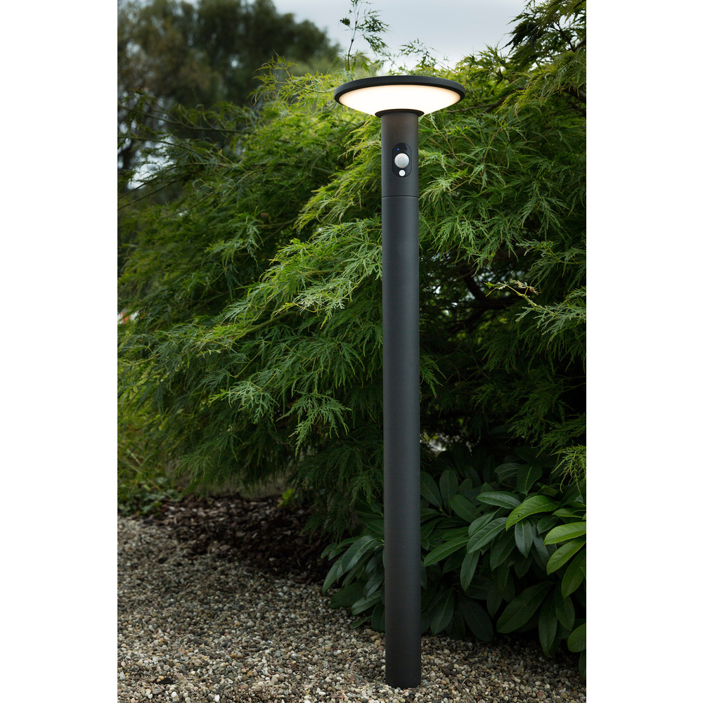 HEITRONIC Solar-LED-Standleuchte KARINA, 210 lm, 3000 K, Aluminium, Akku, Bewegungssensor, IP54