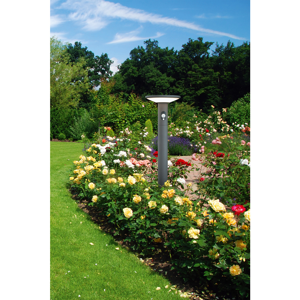HEITRONIC Solar-LED-Standleuchte KARINA, 210 lm, 3000 K, Aluminium, Akku, Bewegungssensor, IP54