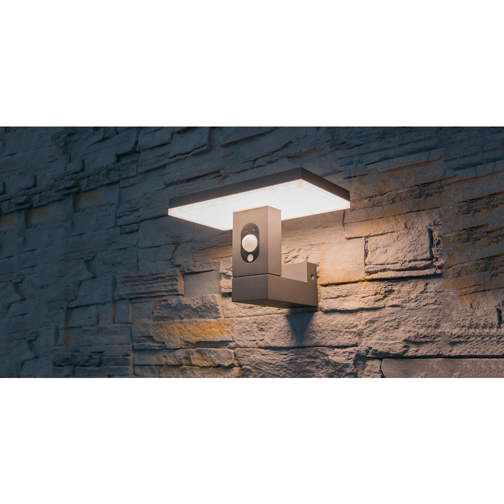 HEITRONIC Solar-LED-Wandleuchte ARIANE, 210 lm, 3000 K, Aluminium, Akku, Bewegungssensor, IP54