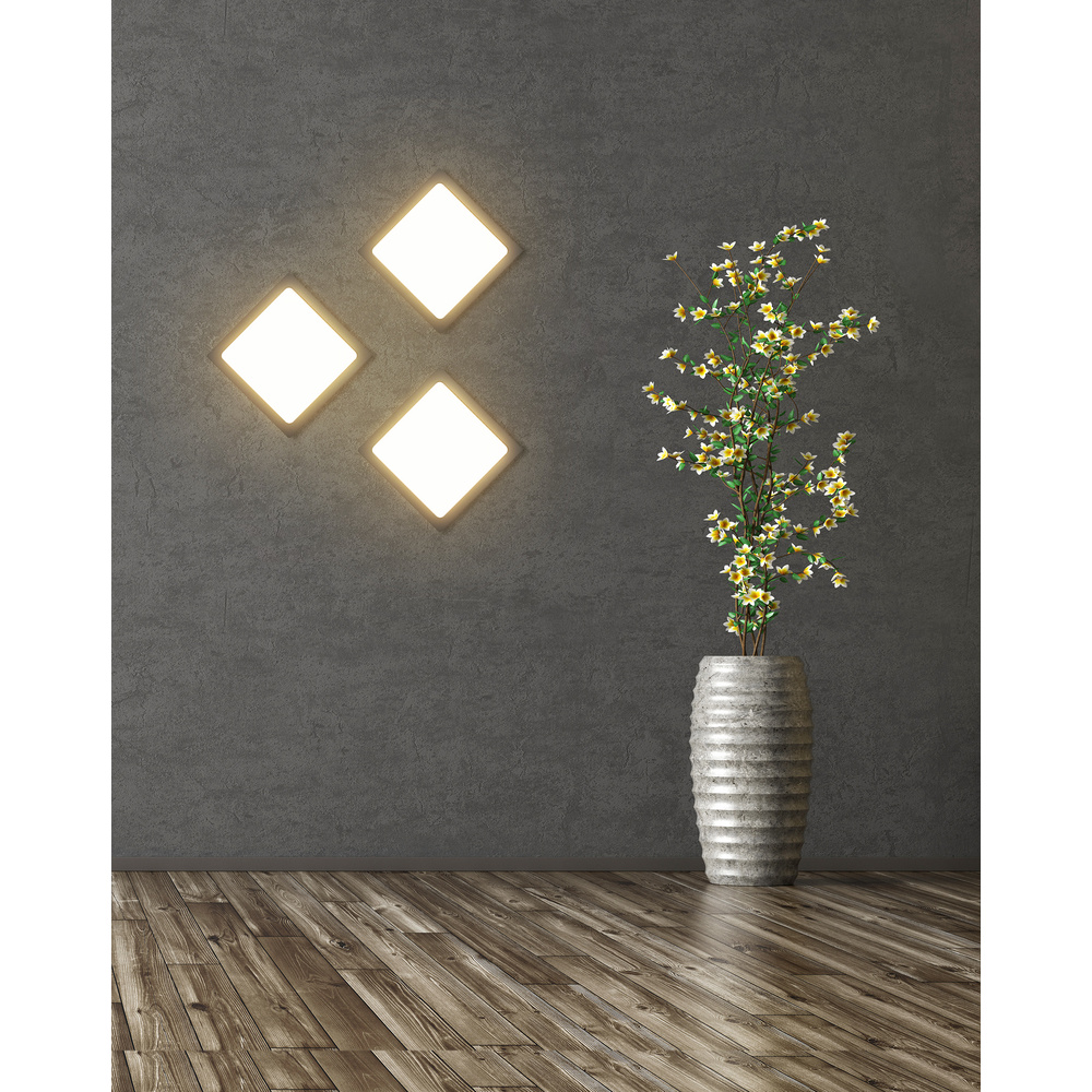 HEITRONIC 15-W-LED-Wand-/Deckenleuchte TELLA, 1000 lm, 3000 K, Aluminium, opale Abdeckung, eckig
