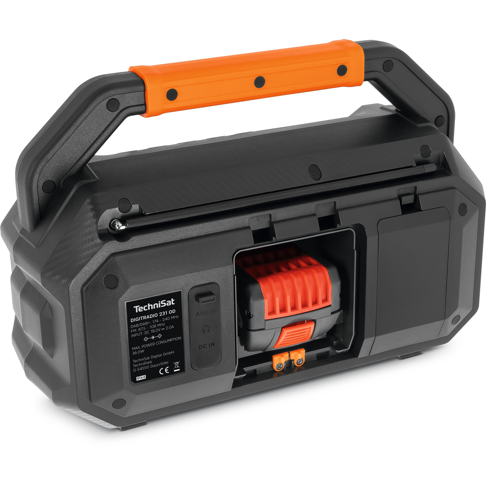 TechniSat Baustellenradio DigitRadio 231 OD, DAB+/UKW, kompatibel mit 18-V-Bosch/Makita/DeWalt-Akkus