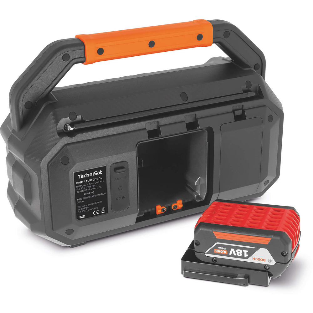 TechniSat Baustellenradio DigitRadio 231 OD, DAB+/UKW, kompatibel mit 18-V-Bosch/Makita/DeWalt-Akkus