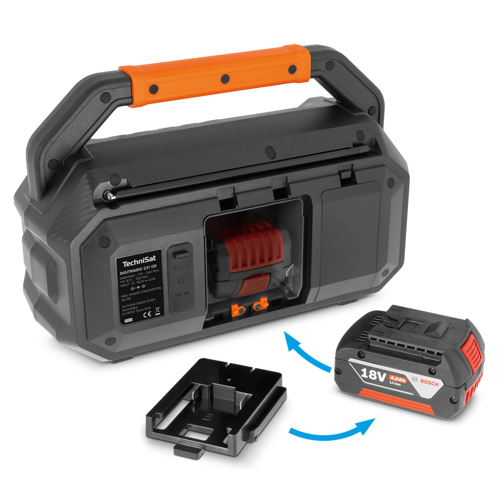 TechniSat Baustellenradio DigitRadio 231 OD, DAB+/UKW, kompatibel mit 18-V-Bosch/Makita/DeWalt-Akkus