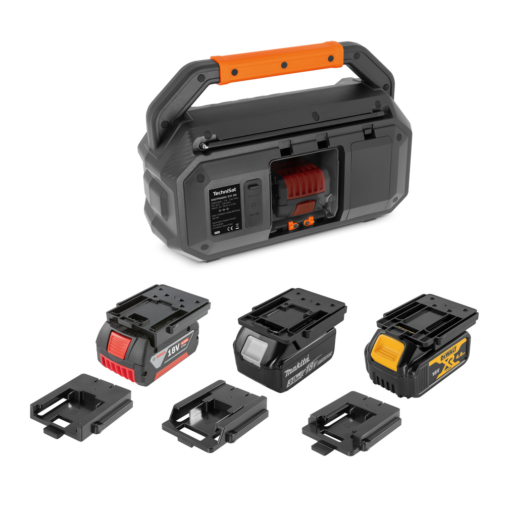 TechniSat Baustellenradio DigitRadio 231 OD, DAB+/UKW, kompatibel mit 18-V-Bosch/Makita/DeWalt-Akkus