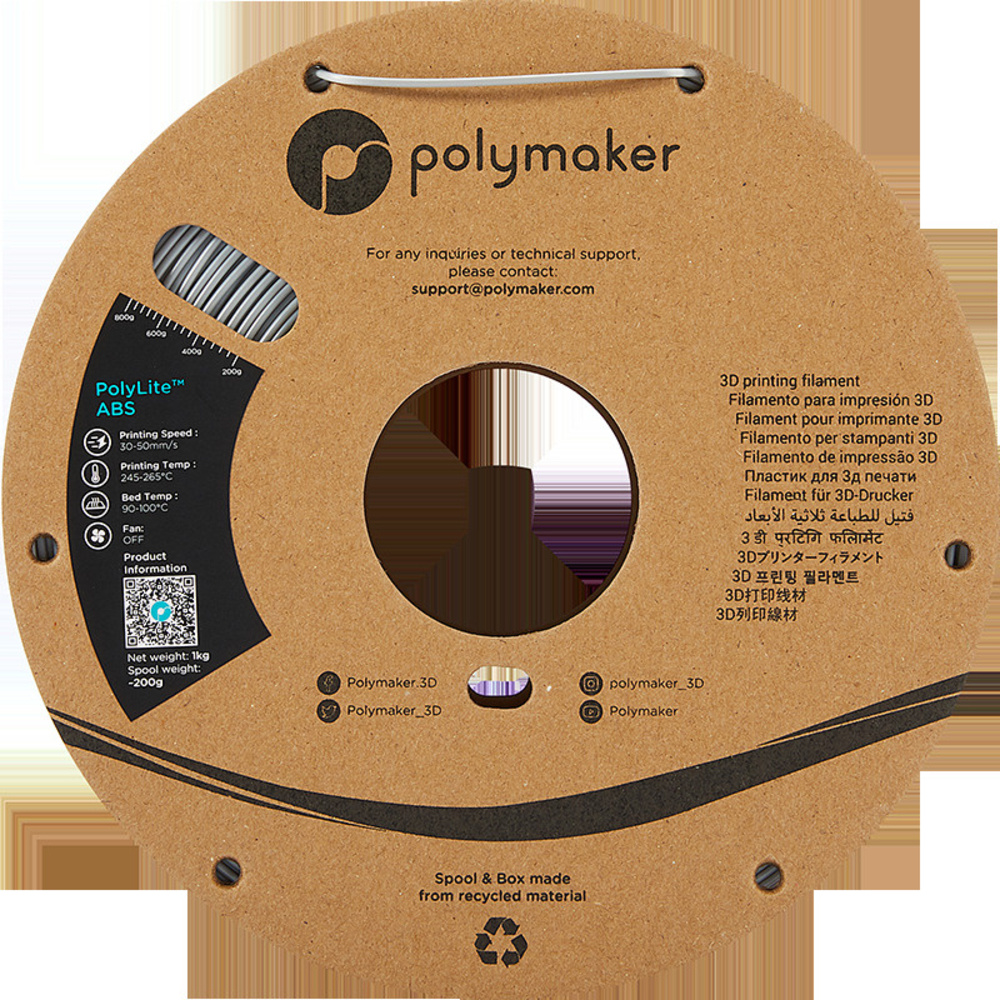 Polymaker ABS-Filament PolyLite, 1,75 mm, grau, 1 kg