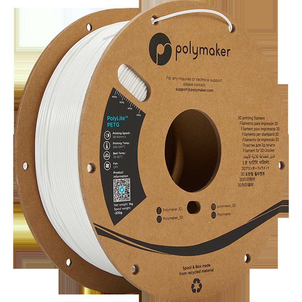 Polymaker PETG-Filament PolyLite, weiß, 1,75 mm, 1 kg