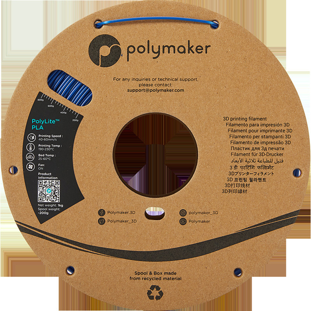 Polymaker PLA-Filament PolyLite, blau, 1,75 mm, 1 kg