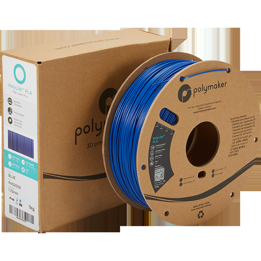 Polymaker PLA-Filament PolyLite, blau, 1,75 mm, 1 kg