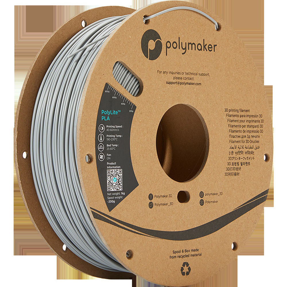 Polymaker PLA-Filament PolyLite, grau, 1,75 mm, 1 kg