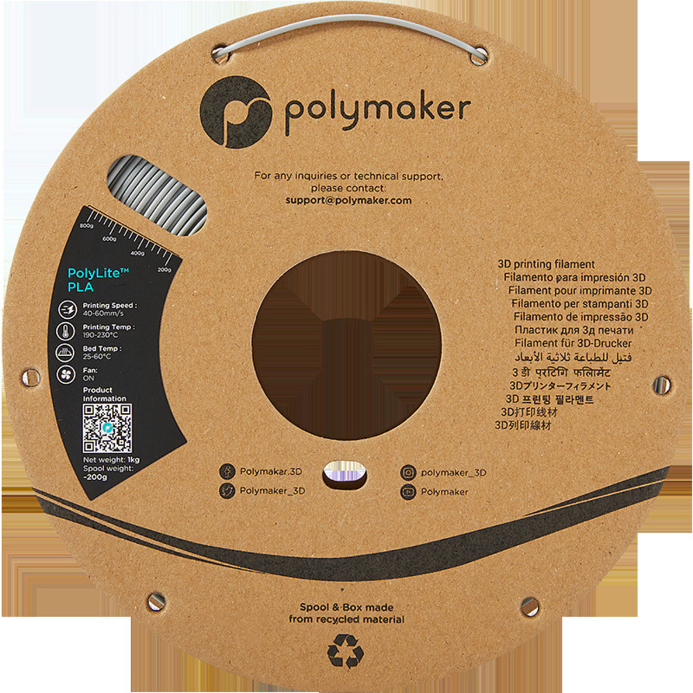 Polymaker PLA-Filament PolyLite, grau, 1,75 mm, 1 kg