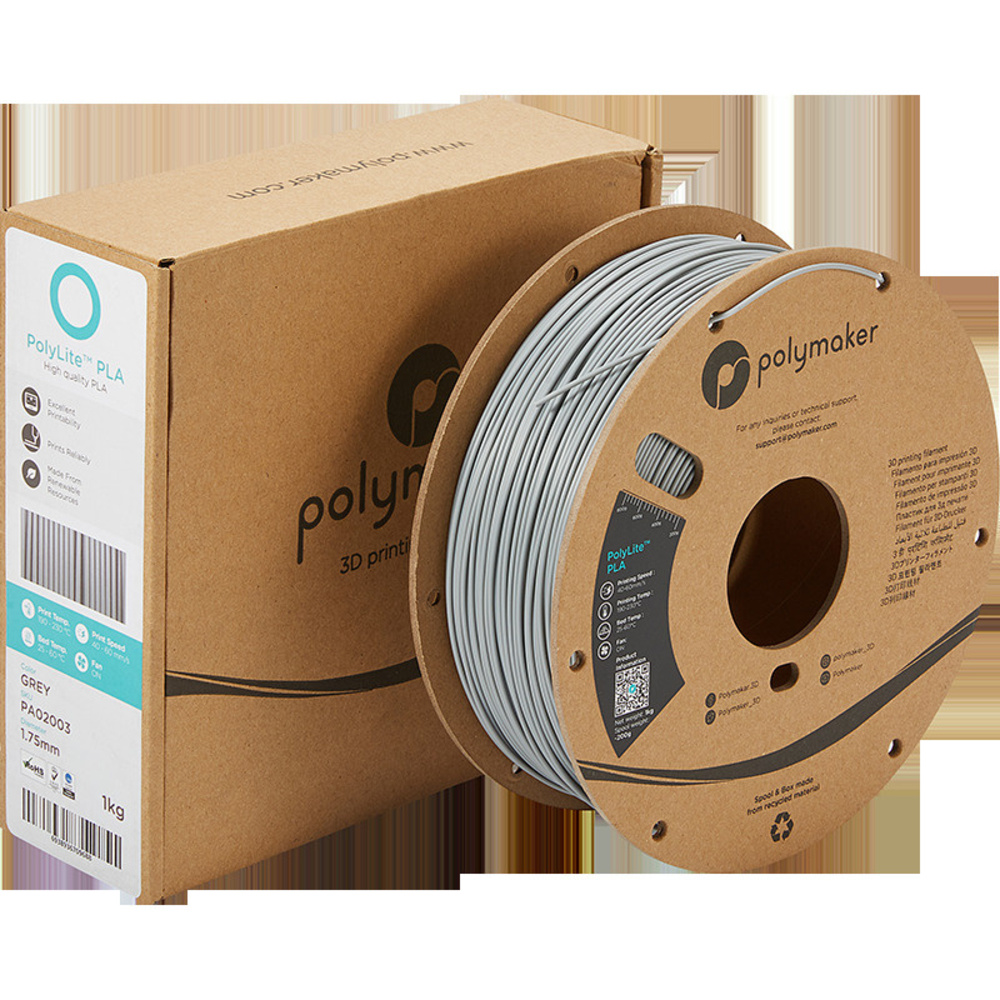 Polymaker PLA-Filament PolyLite, grau, 1,75 mm, 1 kg